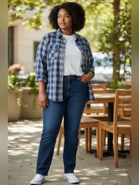 Duluth Trading Co Blue White Stripe Flannel Size 2XL Women's Warm Cozy